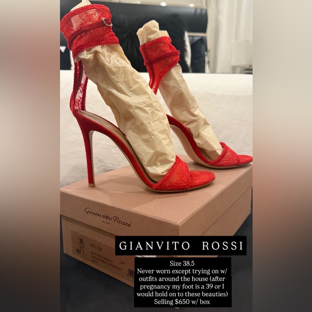 Gianvito Rossi Vibrant Red Lace Heels